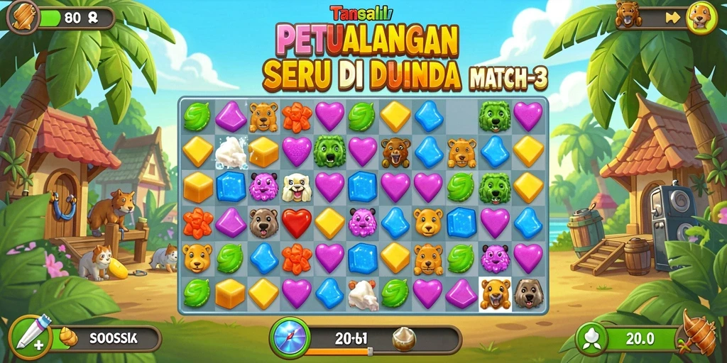 Screenshot gameplay seru dari permainan Match-3 2757.