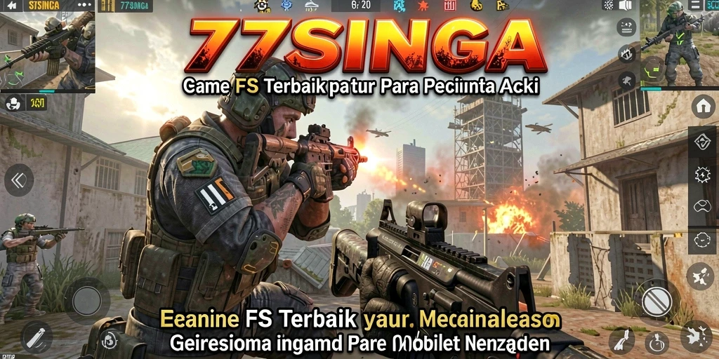 Screenshot gameplay 77SINGA dengan aksi tembak-menembak intens.