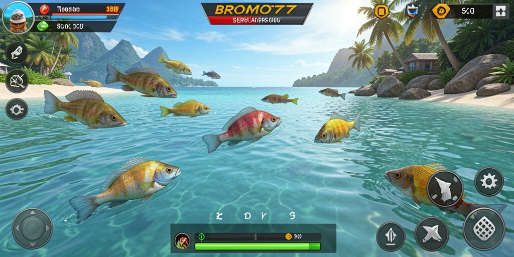 Screenshot gameplay menampilkan aksi seru Tembak Ikan di BROMO77.