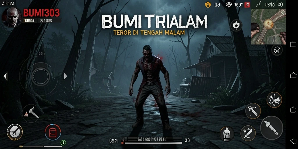 Screenshot menampilkan suasana mencekam dari gameplay BUMI303.