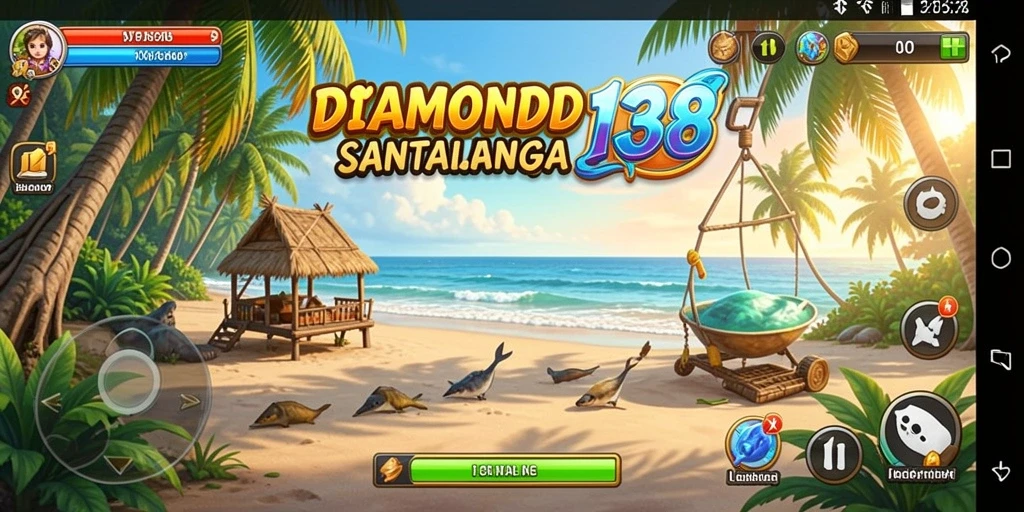 Tampilan gameplay menarik dari DIAMOND138 dengan berlian berwarna-warni.