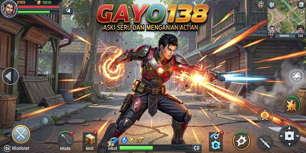 Screenshot utama GAYO138 menunjukkan aksi berintensitas tinggi di medan perang.