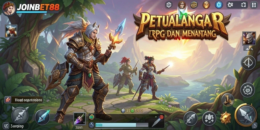 Screenshot utama JOINBET88 menampilkan aksi pertarungan RPG yang mendebarkan.