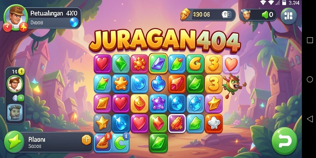 Tampilan gameplay yang menarik dalam JURAGAN404 dengan objek berwarna-warni.