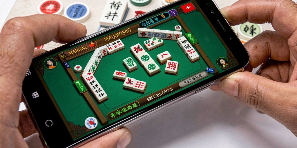 Screenshot menunjukkan gameplay seru MAHJONG500 dengan berbagai ubin menarik.