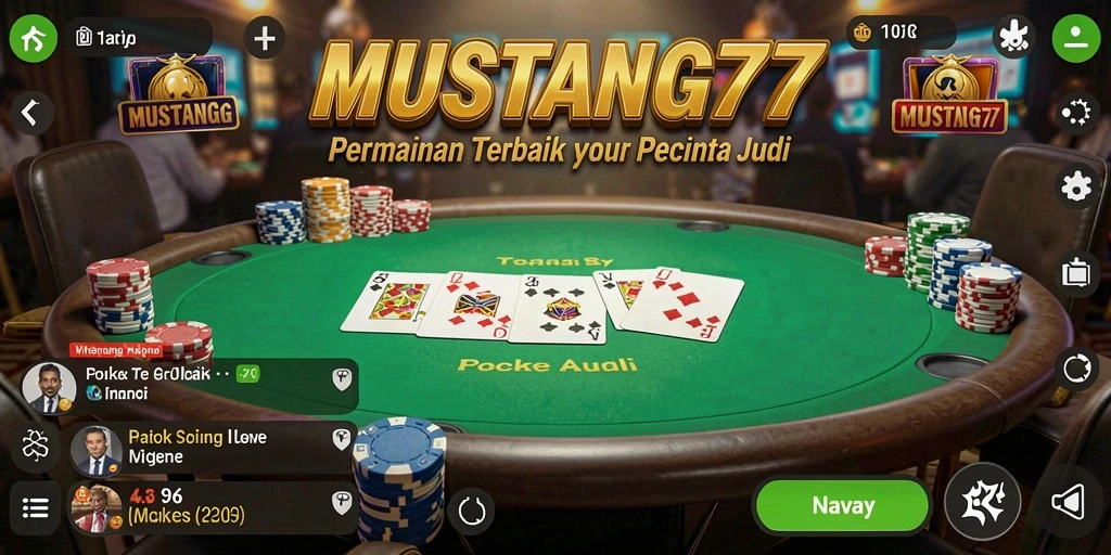 Tampilan gameplay seru Poker di MUSTANG77 yang memikat.