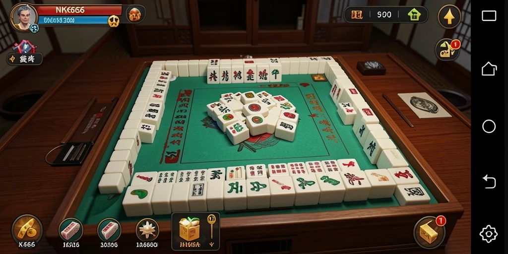 Screenshot menunjukkan gameplay seru klasikal Mahjong di NK666.