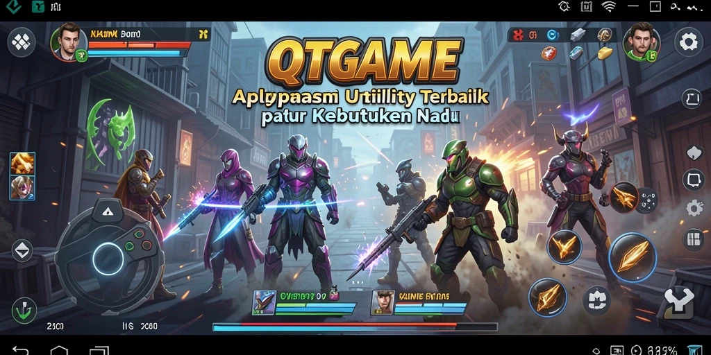 Tampilan utama QTGAME dengan fitur utilitas yang menarik.
