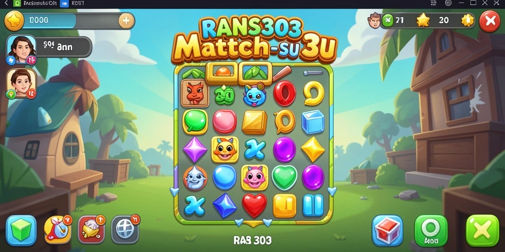 Tangkapan layar RANS303 menunjukkan aksi mencocokkan objek yang seru dan berwarna-warni.