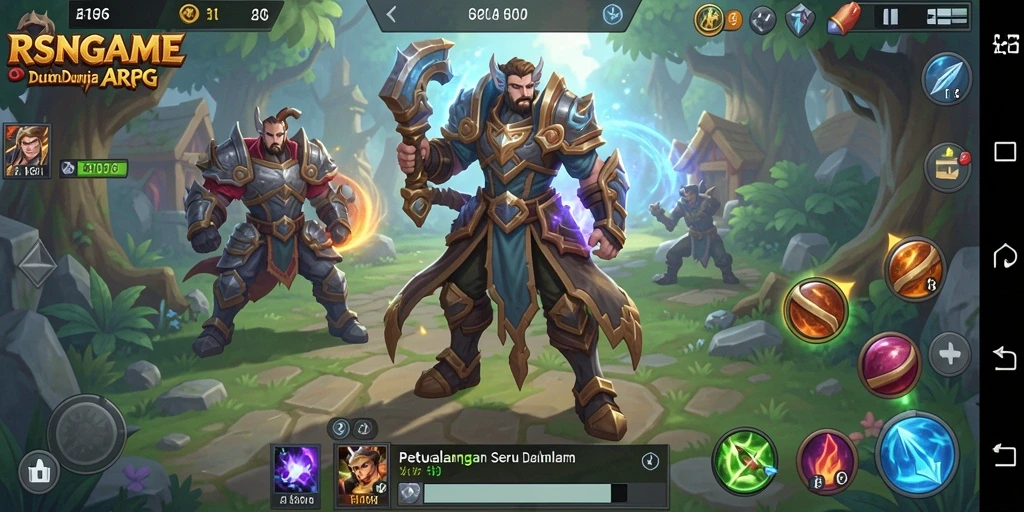 Tangkapan layar RSNGAME menampilkan aksi pertempuran yang mendebarkan di dunia fantasi.