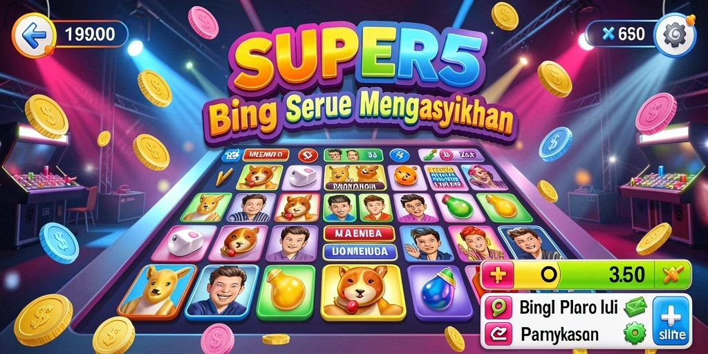 Menampilkan gameplay Bingo di SUPER5 dengan interaksi yang seru.